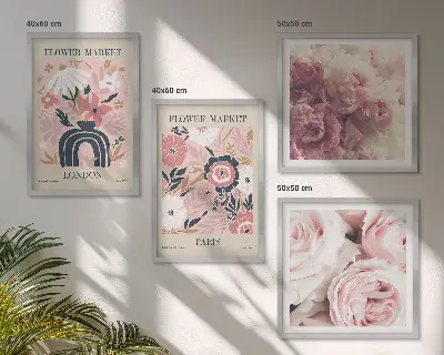Wanddeko-Set mit Rosenmotiven im Stil von Paris