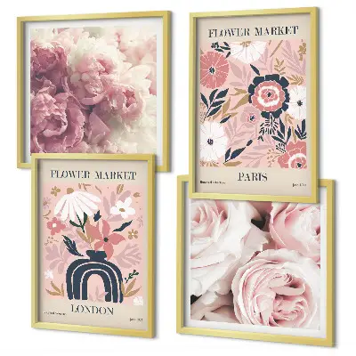Wanddeko-Set mit Rosenmotiven im Stil von Paris