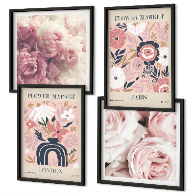 Wanddeko-set Blumenmotive Rosen Paris