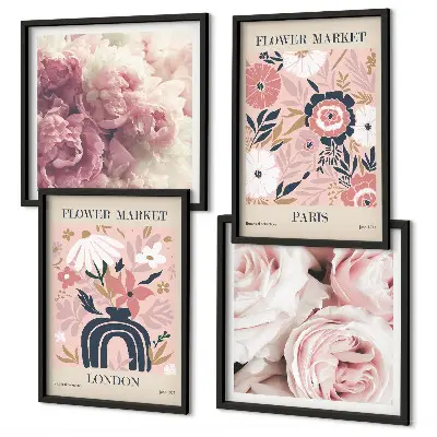 Wanddeko-Set mit Rosenmotiven im Stil von Paris