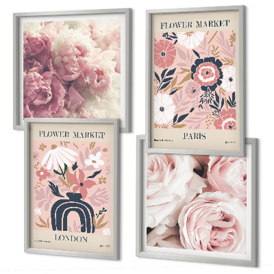 Wanddeko-set Blumenmotive Rosen Paris