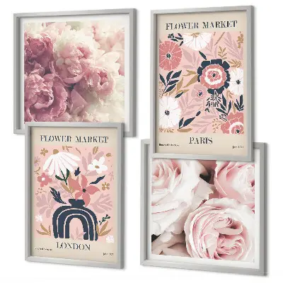 Wanddeko-Set mit Rosenmotiven im Stil von Paris