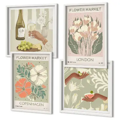 Blumenposter Weinstadt als gerahmtes Polyptychon
