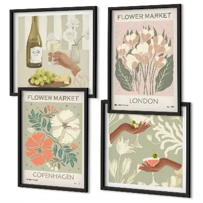 Blumenposter Weinstadt als gerahmtes Polyptychon