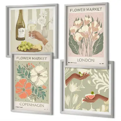 Blumenposter Weinstadt als gerahmtes Polyptychon