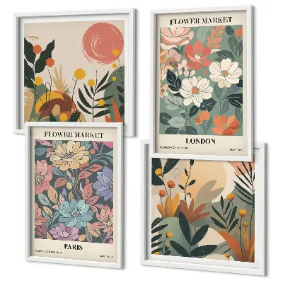 Wanddeko-Set mit Blumenmotiven aus Paris und London