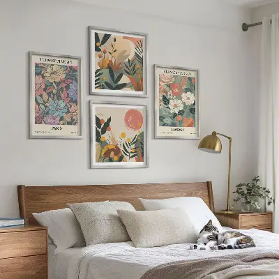 Wanddeko-Set mit Blumenmotiven aus Paris und London