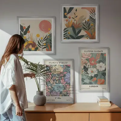 Wanddeko-Set mit Blumenmotiven aus Paris und London