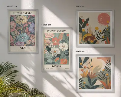 Wanddeko-Set mit Blumenmotiven aus Paris und London