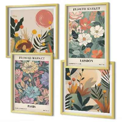 Wanddeko-Set mit Blumenmotiven aus Paris und London