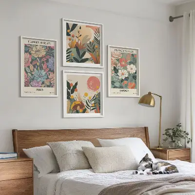 Wanddeko-Set mit Blumenmotiven aus Paris und London