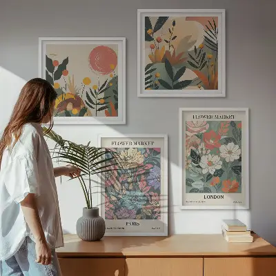 Wanddeko-Set mit Blumenmotiven aus Paris und London