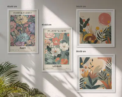 Wanddeko-Set mit Blumenmotiven aus Paris und London