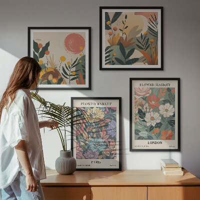 Wanddeko-set Blumenposter Paris London
