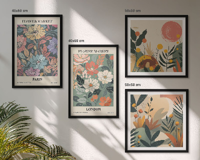 Wanddeko-set Blumenposter Paris London