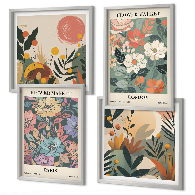 Wanddeko-set Blumenposter Paris London