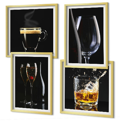Wanddeko-set Whisky, Wein, Champagner, Kaffee, Alkohol