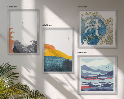 Wanddeko-set Wellen – Japanische Kunstgrafik