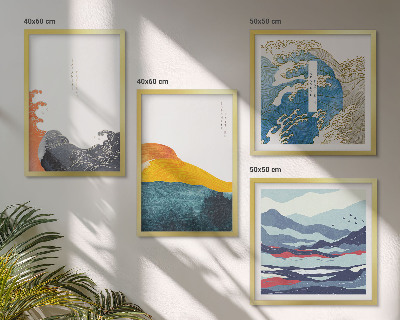 Wanddeko-set Wellen – Japanische Kunstgrafik