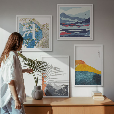 Wanddeko-set Wellen – Japanische Kunstgrafik
