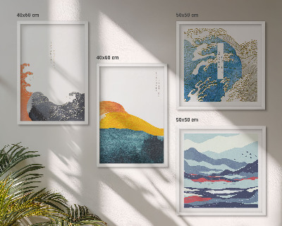 Wanddeko-set Wellen – Japanische Kunstgrafik