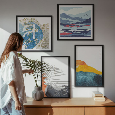 Wanddeko-set Wellen – Japanische Kunstgrafik