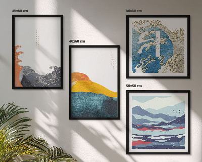 Wanddeko-set Wellen – Japanische Kunstgrafik