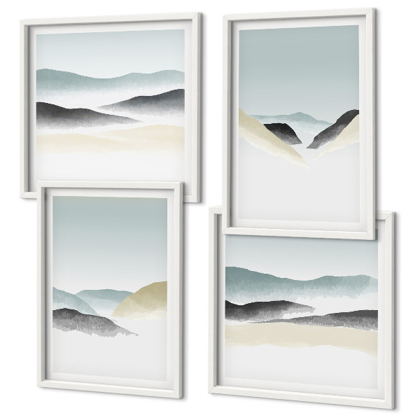 Polyptychon mit rahmen Berge minimalistische Pastellfarben