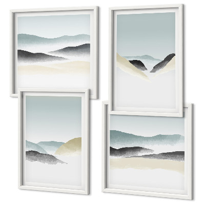 Polyptychon mit rahmen Berge minimalistische Pastellfarben