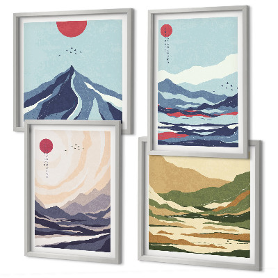 Wanddeko-set Abstrakte Berglandschaften