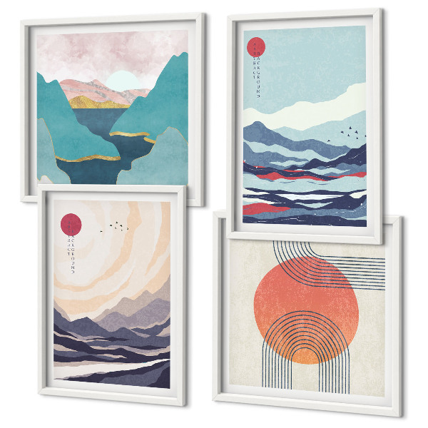 Wanddeko-set Japanische Berglandschaften