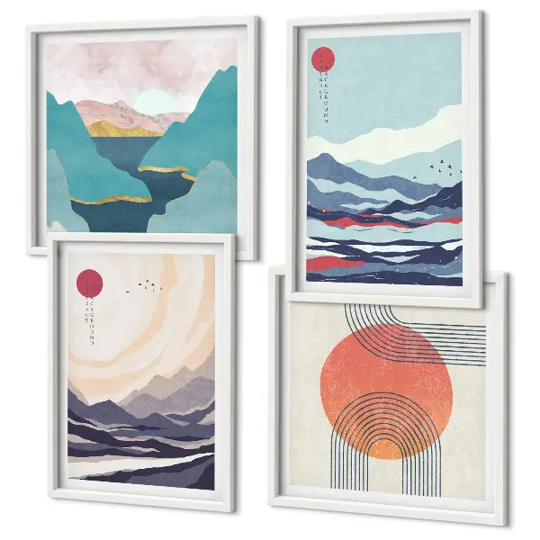 Wanddeko-Set mit japanischen Berglandschaften