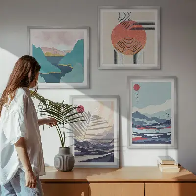 Wanddeko-Set mit japanischen Berglandschaften