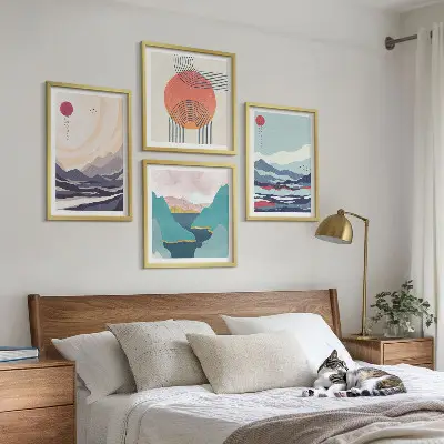 Wanddeko-Set mit japanischen Berglandschaften