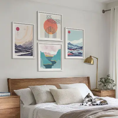 Wanddeko-Set mit japanischen Berglandschaften