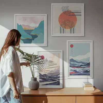 Wanddeko-Set mit japanischen Berglandschaften