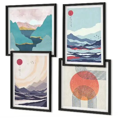 Wanddeko-Set mit japanischen Berglandschaften