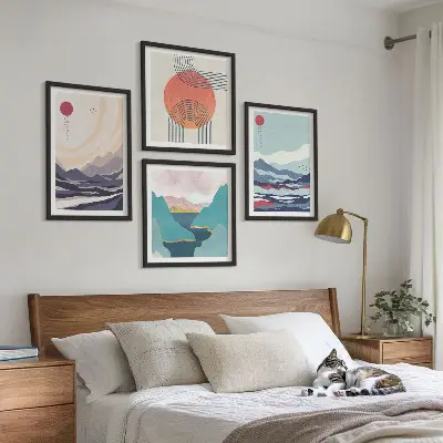 Wanddeko-Set mit japanischen Berglandschaften