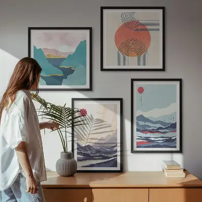 Wanddeko-Set mit japanischen Berglandschaften