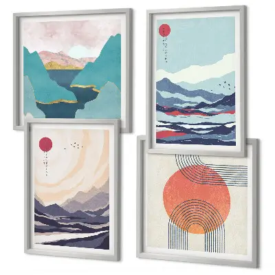 Wanddeko-Set mit japanischen Berglandschaften