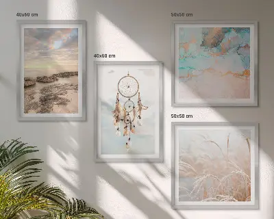 Wanddeko-Set mit Motiven von Wolkenmeer, Traumfänger und Gras