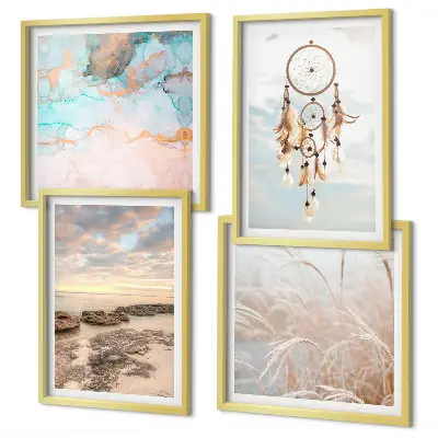 Wanddeko-Set mit Motiven von Wolkenmeer, Traumfänger und Gras