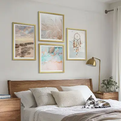 Wanddeko-Set mit Motiven von Wolkenmeer, Traumfänger und Gras