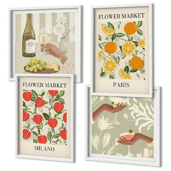 Wanddeko-set Blumenwein Mailand Paris