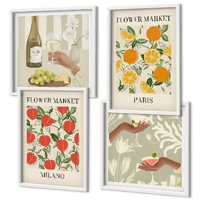 Wanddeko-set Blumenwein Mailand Paris