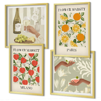 Wanddeko-set Blumenwein Mailand Paris