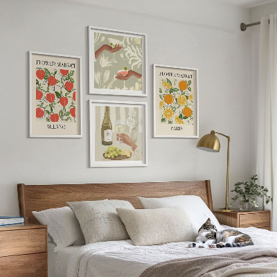Wanddeko-set Blumenwein Mailand Paris
