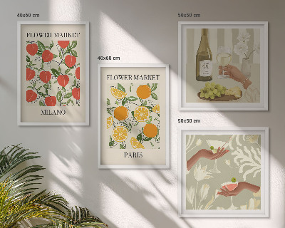 Wanddeko-set Blumenwein Mailand Paris