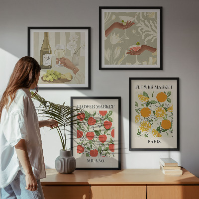 Wanddeko-set Blumenwein Mailand Paris