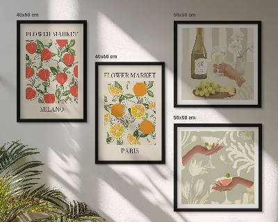 Wanddeko-set Blumenwein Mailand Paris